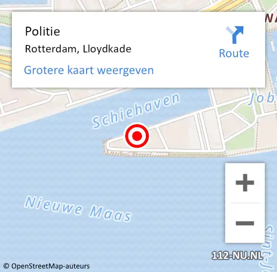 Locatie op kaart van de 112 melding: Politie Rotterdam, Lloydkade op 23 juli 2023 10:03