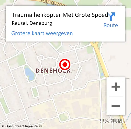 Locatie op kaart van de 112 melding: Trauma helikopter Met Grote Spoed Naar Reusel, Deneburg op 23 juli 2023 11:05