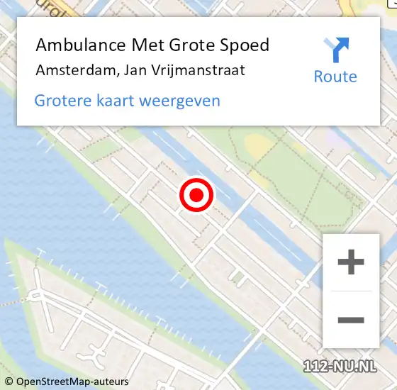 Locatie op kaart van de 112 melding: Ambulance Met Grote Spoed Naar Amsterdam, Jan Vrijmanstraat op 23 juli 2023 11:06