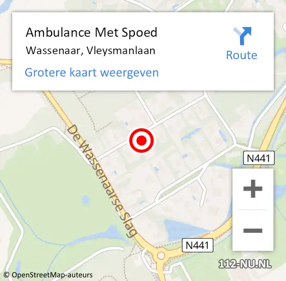 Locatie op kaart van de 112 melding: Ambulance Met Spoed Naar Wassenaar, Vleysmanlaan op 23 juli 2023 11:14