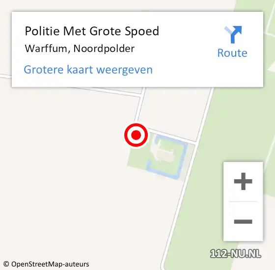 Locatie op kaart van de 112 melding: Politie Met Grote Spoed Naar Warffum, Noordpolder op 23 juli 2023 12:08