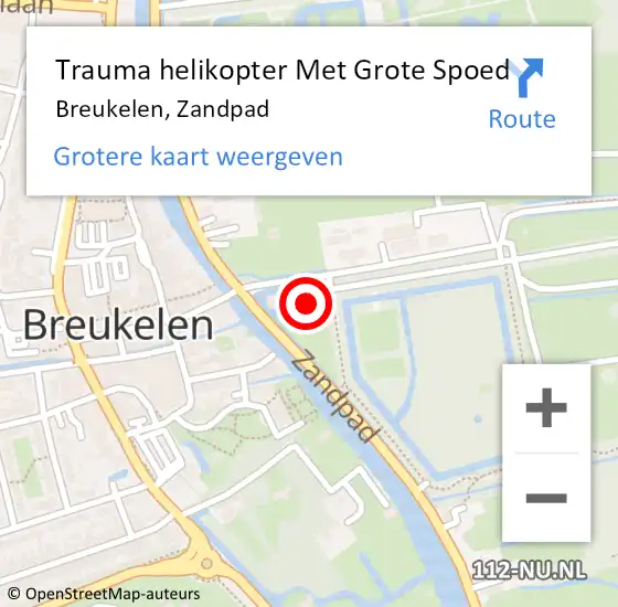 Locatie op kaart van de 112 melding: Trauma helikopter Met Grote Spoed Naar Breukelen, Zandpad op 23 juli 2023 12:18