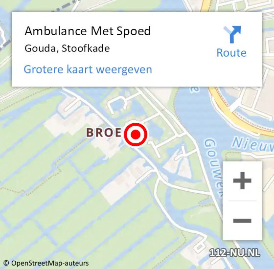 Locatie op kaart van de 112 melding: Ambulance Met Spoed Naar Gouda, Stoofkade op 23 juli 2023 13:22