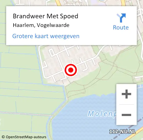 Locatie op kaart van de 112 melding: Brandweer Met Spoed Naar Haarlem, Vogelwaarde op 23 juli 2023 14:46