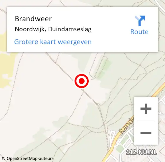 Locatie op kaart van de 112 melding: Brandweer Noordwijk, Duindamseslag op 23 juli 2023 15:17
