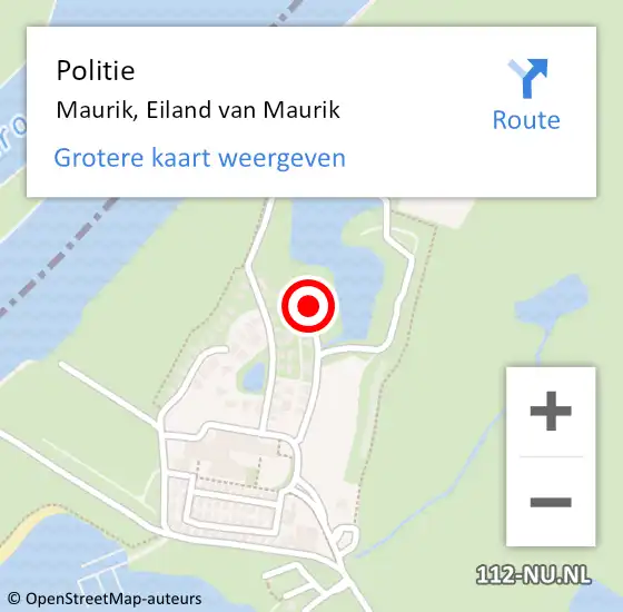 Locatie op kaart van de 112 melding: Politie Maurik, Eiland van Maurik op 23 juli 2023 15:26