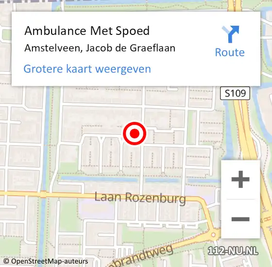 Locatie op kaart van de 112 melding: Ambulance Met Spoed Naar Amstelveen, Jacob de Graeflaan op 23 juli 2023 16:03