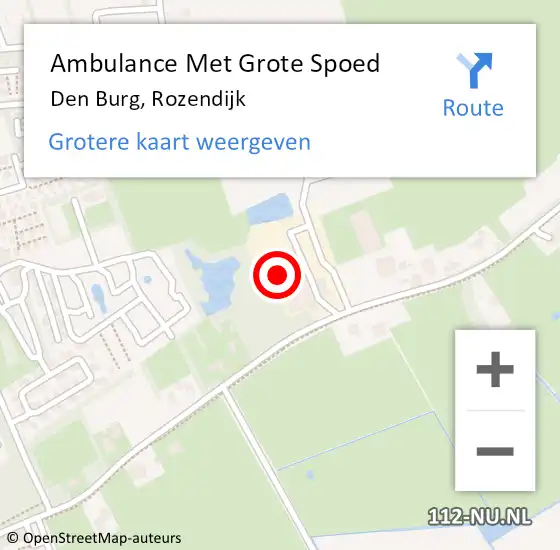 Locatie op kaart van de 112 melding: Ambulance Met Grote Spoed Naar Den Burg, Rozendijk op 23 juli 2023 17:15