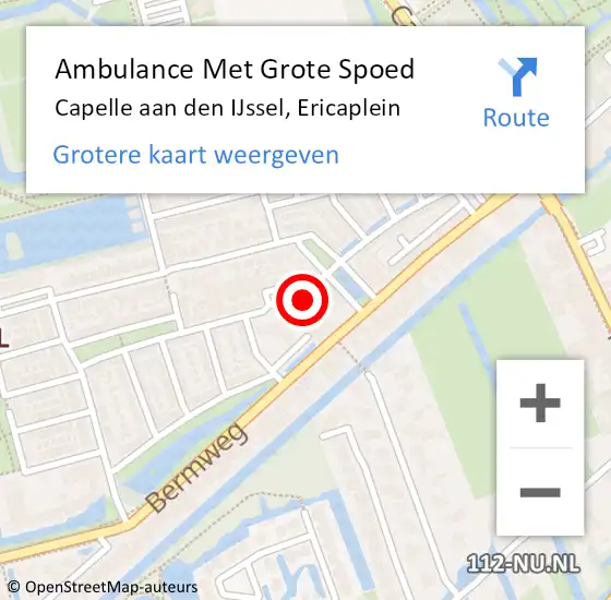 Locatie op kaart van de 112 melding: Ambulance Met Grote Spoed Naar Capelle aan den IJssel, Ericaplein op 23 juli 2023 17:27