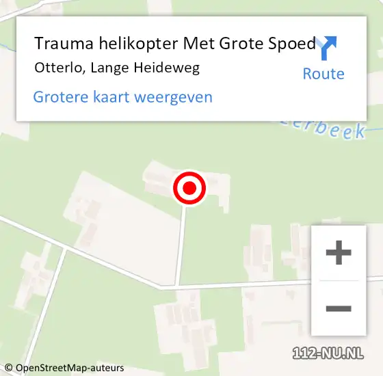 Locatie op kaart van de 112 melding: Trauma helikopter Met Grote Spoed Naar Otterlo, Lange Heideweg op 23 juli 2023 17:37