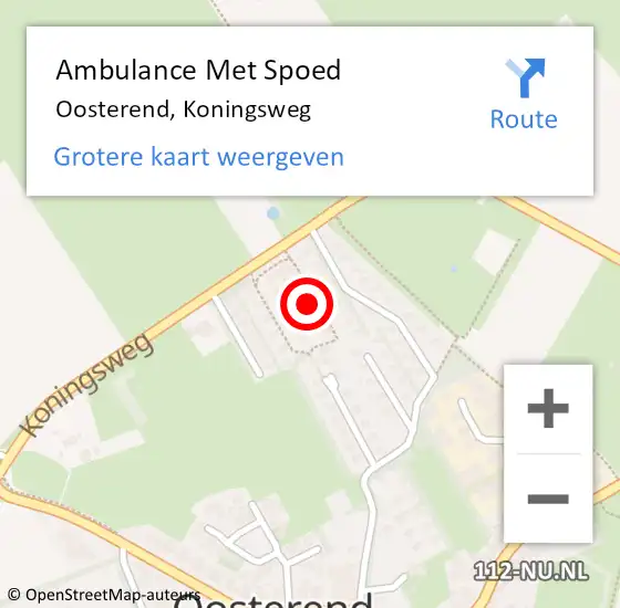 Locatie op kaart van de 112 melding: Ambulance Met Spoed Naar Oosterend, Koningsweg op 23 juli 2023 18:55