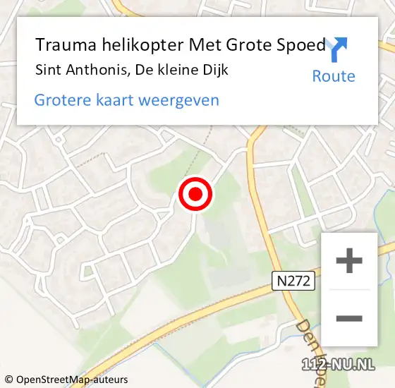 Locatie op kaart van de 112 melding: Trauma helikopter Met Grote Spoed Naar Sint Anthonis, De kleine Dijk op 23 juli 2023 20:27