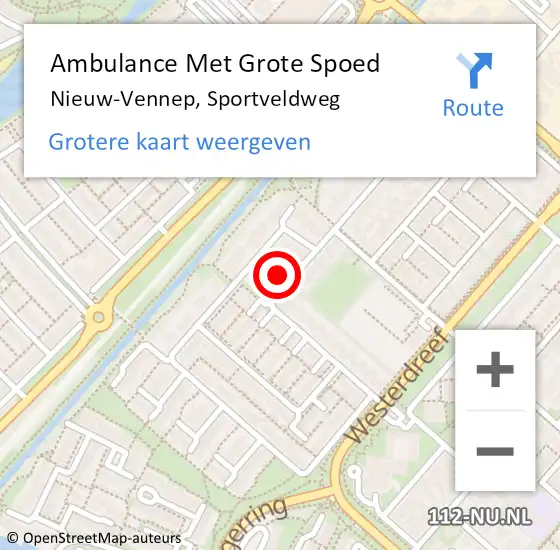 Locatie op kaart van de 112 melding: Ambulance Met Grote Spoed Naar Nieuw-Vennep, Sportveldweg op 23 juli 2023 22:48