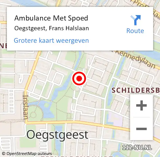 Locatie op kaart van de 112 melding: Ambulance Met Spoed Naar Oegstgeest, Frans Halslaan op 24 juli 2023 00:20