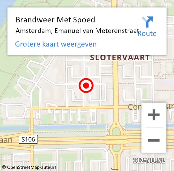 Locatie op kaart van de 112 melding: Brandweer Met Spoed Naar Amsterdam, Emanuel van Meterenstraat op 24 juli 2023 04:18
