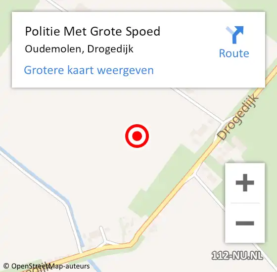 Locatie op kaart van de 112 melding: Politie Met Grote Spoed Naar Oudemolen, Drogedijk op 24 juli 2023 05:12