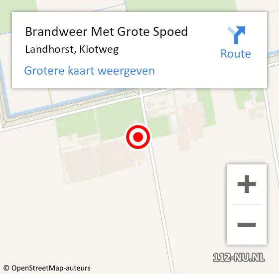 Locatie op kaart van de 112 melding: Brandweer Met Grote Spoed Naar Landhorst, Klotweg op 24 juli 2023 05:21
