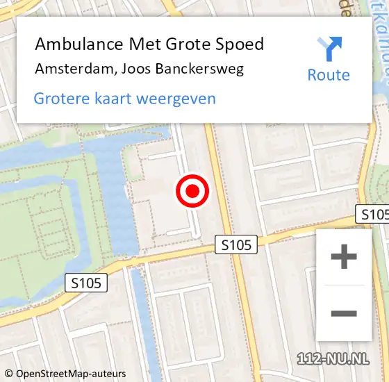 Locatie op kaart van de 112 melding: Ambulance Met Grote Spoed Naar Amsterdam, Joos Banckersweg op 24 juli 2023 10:45
