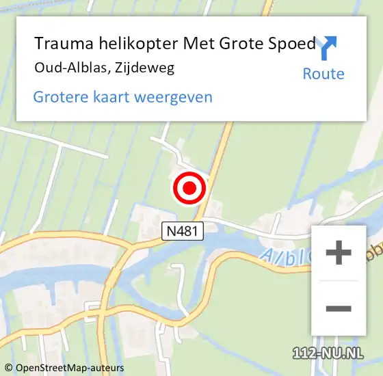 Locatie op kaart van de 112 melding: Trauma helikopter Met Grote Spoed Naar Oud-Alblas, Zijdeweg op 24 juli 2023 11:25