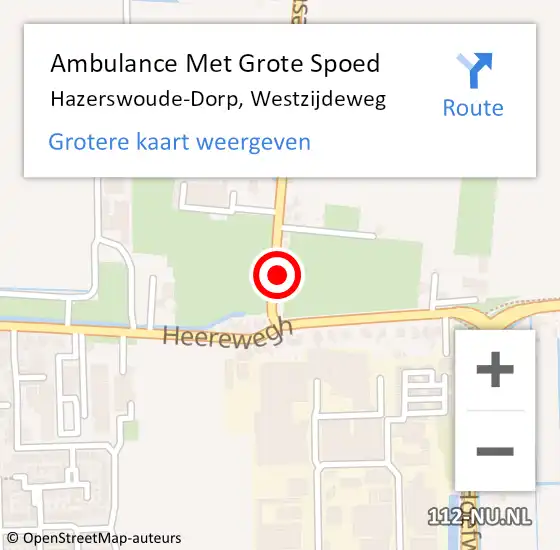 Locatie op kaart van de 112 melding: Ambulance Met Grote Spoed Naar Hazerswoude-Dorp, Westzijdeweg op 24 juli 2023 11:38