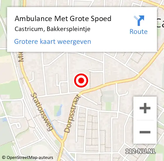 Locatie op kaart van de 112 melding: Ambulance Met Grote Spoed Naar Castricum, Bakkerspleintje op 24 juli 2023 12:27