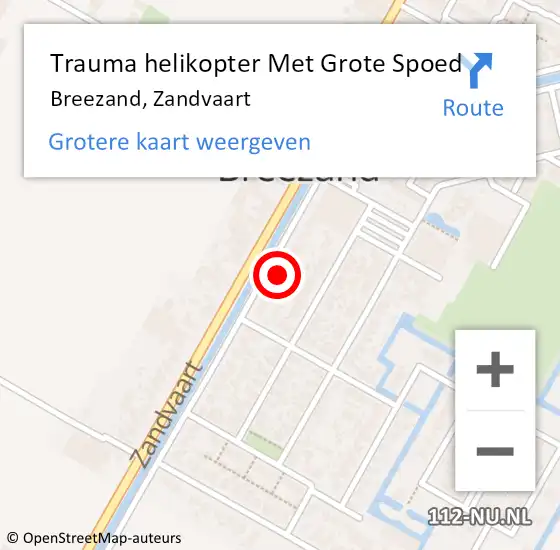 Locatie op kaart van de 112 melding: Trauma helikopter Met Grote Spoed Naar Breezand, Zandvaart op 24 juli 2023 13:35