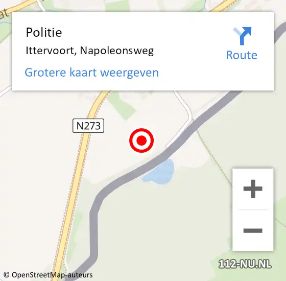 Locatie op kaart van de 112 melding: Politie Ittervoort, Napoleonsweg op 24 juli 2023 15:14