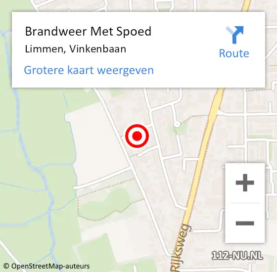 Locatie op kaart van de 112 melding: Brandweer Met Spoed Naar Limmen, Vinkenbaan op 24 juli 2023 15:18