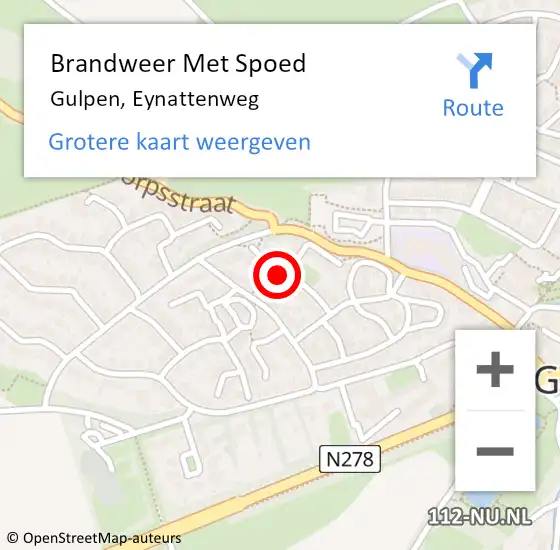 Locatie op kaart van de 112 melding: Brandweer Met Spoed Naar Gulpen, Eynattenweg op 24 juli 2023 15:31