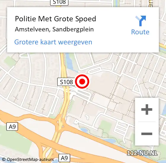 Locatie op kaart van de 112 melding: Politie Met Grote Spoed Naar Amstelveen, Sandbergplein op 24 juli 2023 15:48