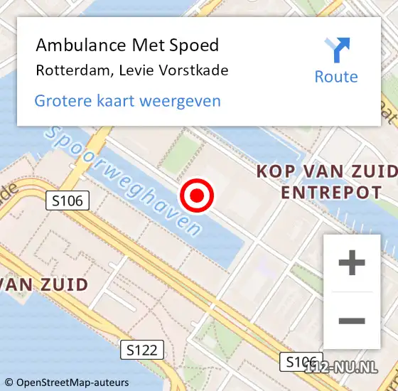 Locatie op kaart van de 112 melding: Ambulance Met Spoed Naar Rotterdam, Levie Vorstkade op 24 juli 2023 16:51