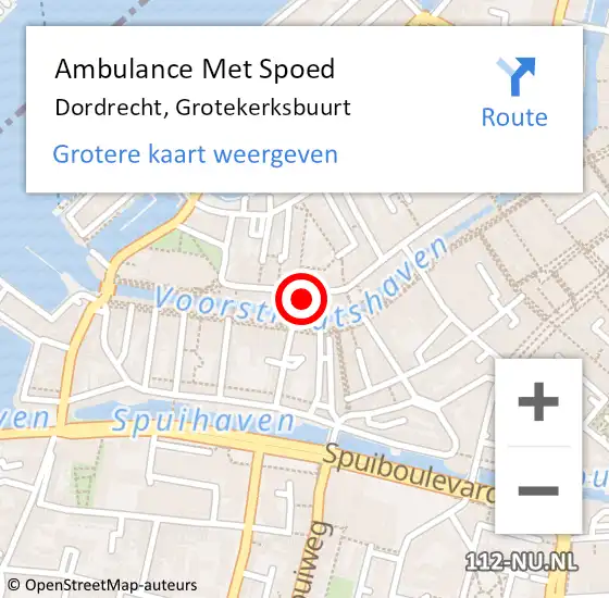 Locatie op kaart van de 112 melding: Ambulance Met Spoed Naar Dordrecht, Grotekerksbuurt op 24 juli 2023 17:15