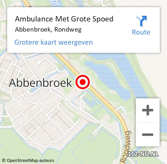 Locatie op kaart van de 112 melding: Ambulance Met Grote Spoed Naar Abbenbroek, Rondweg op 24 juli 2023 17:35