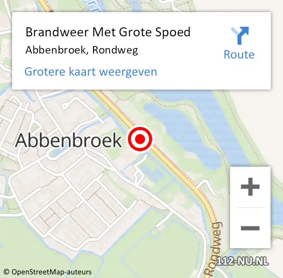 Locatie op kaart van de 112 melding: Brandweer Met Grote Spoed Naar Abbenbroek, Rondweg op 24 juli 2023 17:36