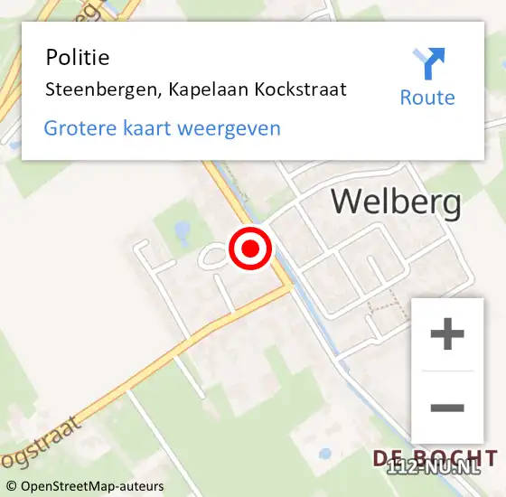 Locatie op kaart van de 112 melding: Politie Steenbergen, Kapelaan Kockstraat op 24 juli 2023 17:59