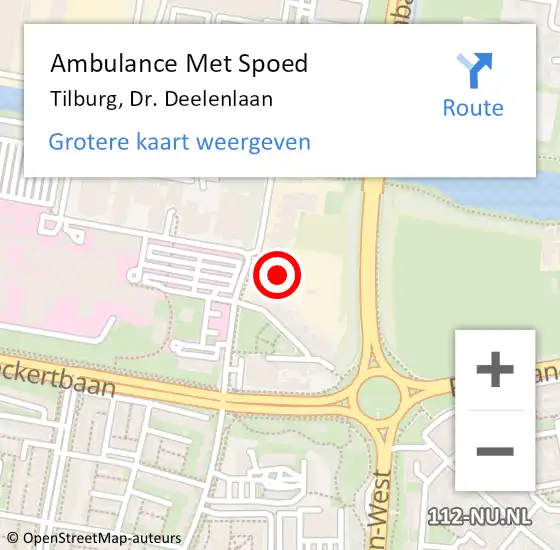 Locatie op kaart van de 112 melding: Ambulance Met Spoed Naar Tilburg, Dr. Deelenlaan op 24 juli 2023 19:34