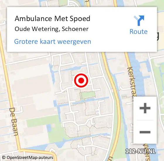 Locatie op kaart van de 112 melding: Ambulance Met Spoed Naar Oude Wetering, Schoener op 24 juli 2023 19:58