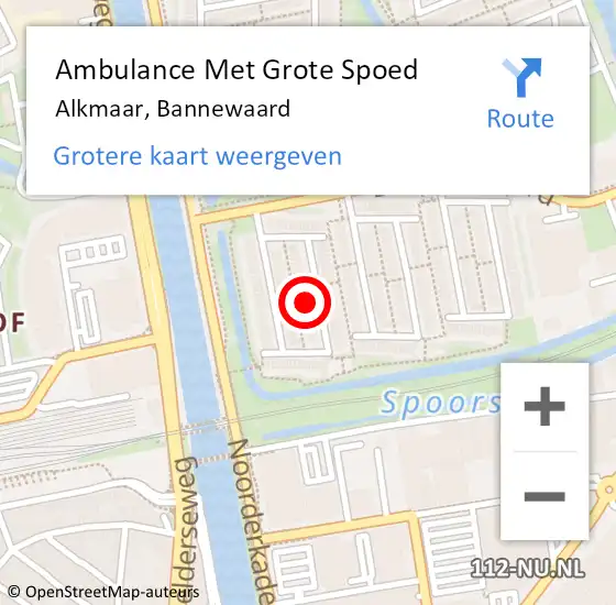 Locatie op kaart van de 112 melding: Ambulance Met Grote Spoed Naar Alkmaar, Bannewaard op 24 juli 2023 23:09