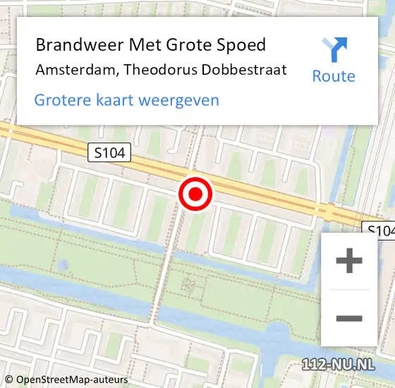 Locatie op kaart van de 112 melding: Brandweer Met Grote Spoed Naar Amsterdam, Theodorus Dobbestraat op 25 juli 2023 07:01