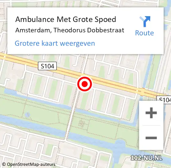 Locatie op kaart van de 112 melding: Ambulance Met Grote Spoed Naar Amsterdam, Theodorus Dobbestraat op 25 juli 2023 07:14