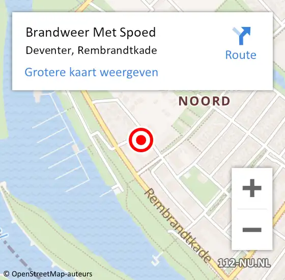Locatie op kaart van de 112 melding: Brandweer Met Spoed Naar Deventer, Rembrandtkade op 25 juli 2023 07:31
