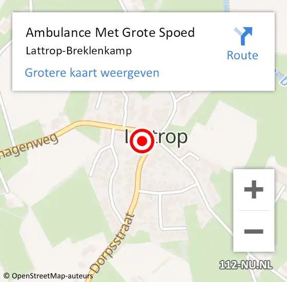 Locatie op kaart van de 112 melding: Ambulance Met Grote Spoed Naar Lattrop-Breklenkamp op 25 juli 2023 10:47