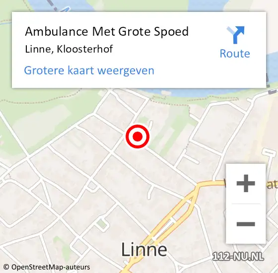Locatie op kaart van de 112 melding: Ambulance Met Grote Spoed Naar Linne, Kloosterhof op 25 juli 2023 10:59