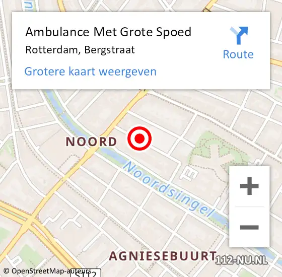 Locatie op kaart van de 112 melding: Ambulance Met Grote Spoed Naar Rotterdam, Bergstraat op 25 juli 2023 11:35