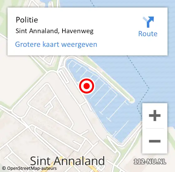 Locatie op kaart van de 112 melding: Politie Sint Annaland, Havenweg op 25 juli 2023 12:38