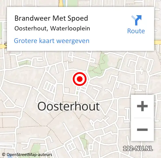 Locatie op kaart van de 112 melding: Brandweer Met Spoed Naar Oosterhout, Waterlooplein op 25 juli 2023 12:53