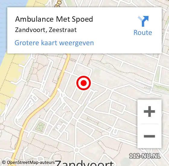 Locatie op kaart van de 112 melding: Ambulance Met Spoed Naar Zandvoort, Zeestraat op 25 juli 2023 14:11