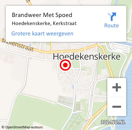 Locatie op kaart van de 112 melding: Brandweer Met Spoed Naar Hoedekenskerke, Kerkstraat op 25 juli 2023 15:16