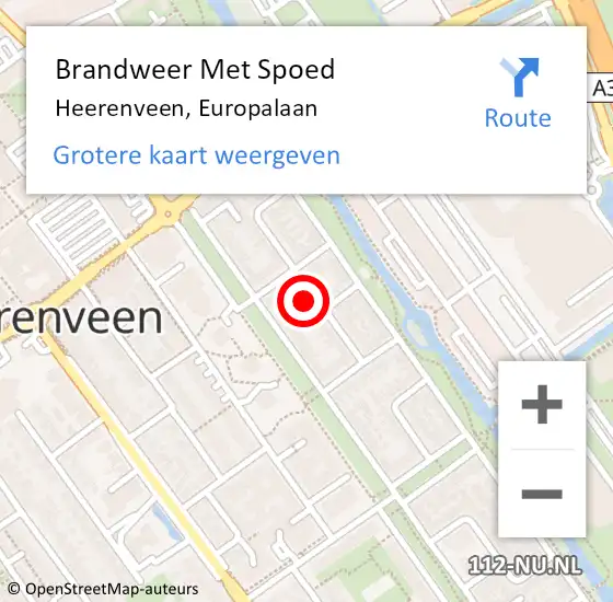 Locatie op kaart van de 112 melding: Brandweer Met Spoed Naar Heerenveen, Europalaan op 25 juli 2023 16:43