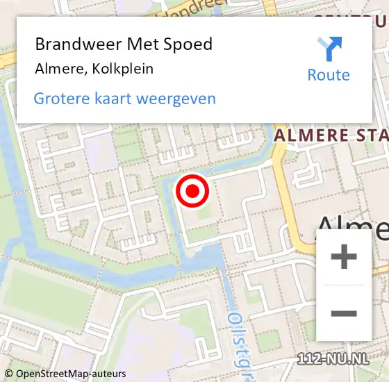 Locatie op kaart van de 112 melding: Brandweer Met Spoed Naar Almere, Kolkplein op 25 juli 2023 17:48